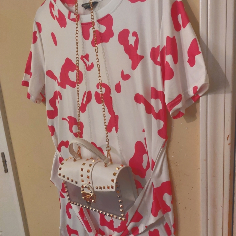 Pink and white dress